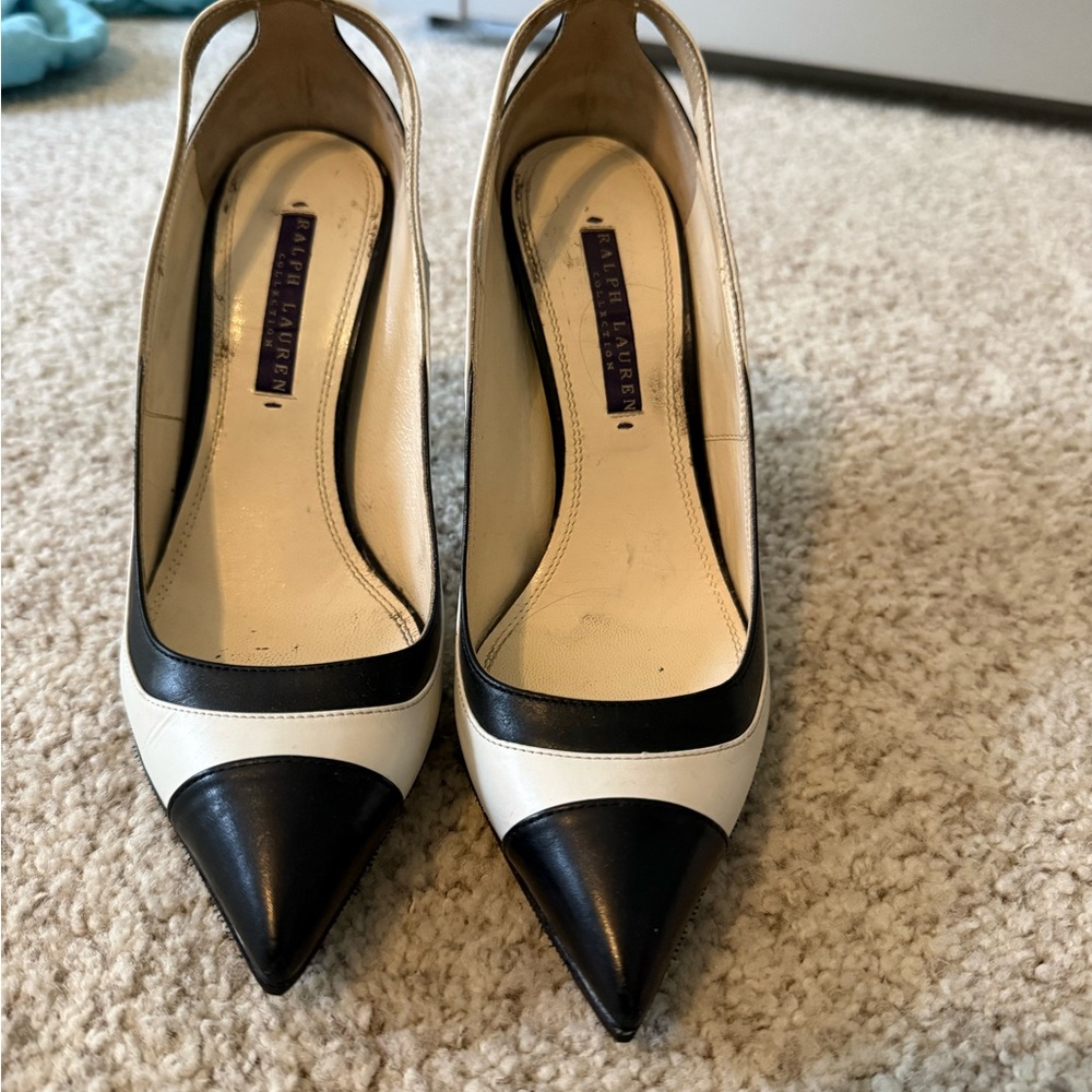 Vintage Ralph Lauren Black and White Pointed Pumps